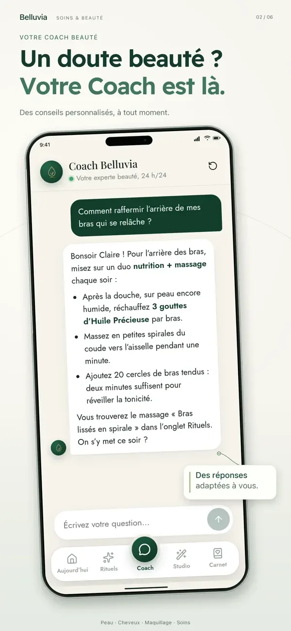 Belluvia beauty coach screen