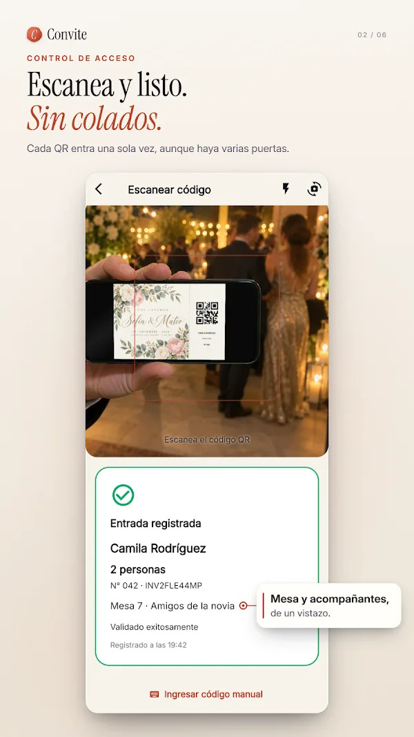 Convite QR scanner screen