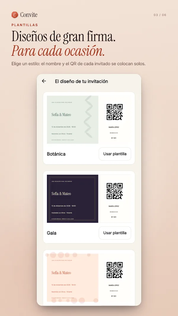 Convite invitation designs screen