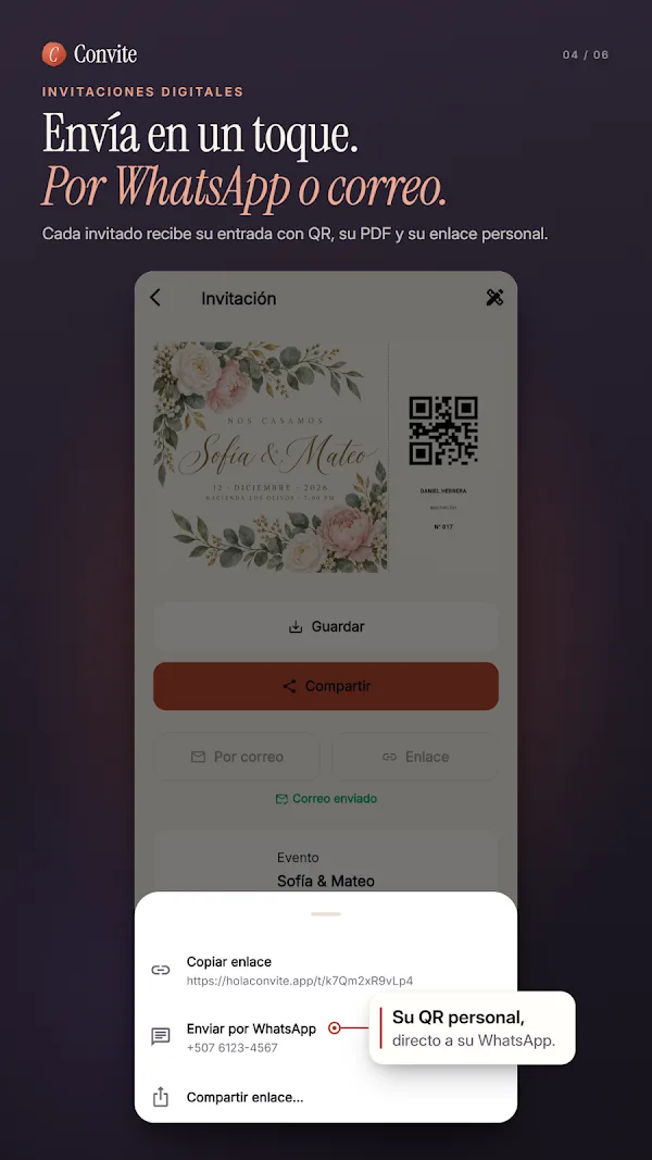 Convite sharing screen