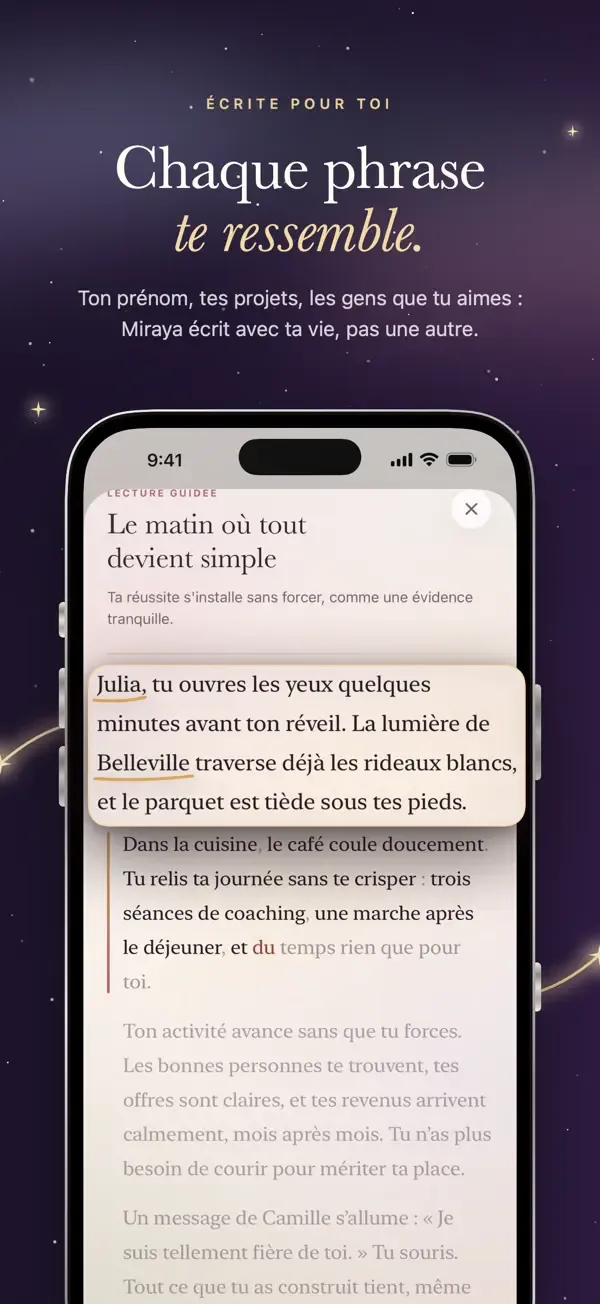 Miraya personalised script screen