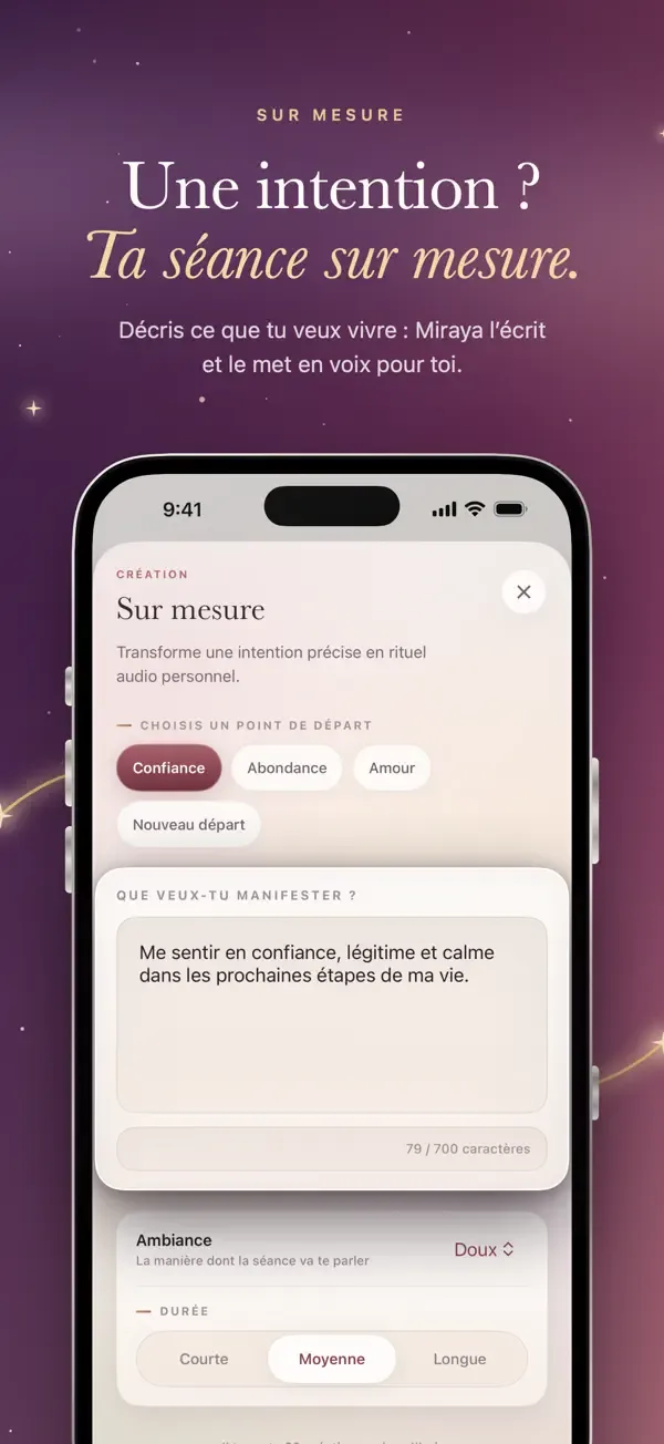 Miraya custom intention screen