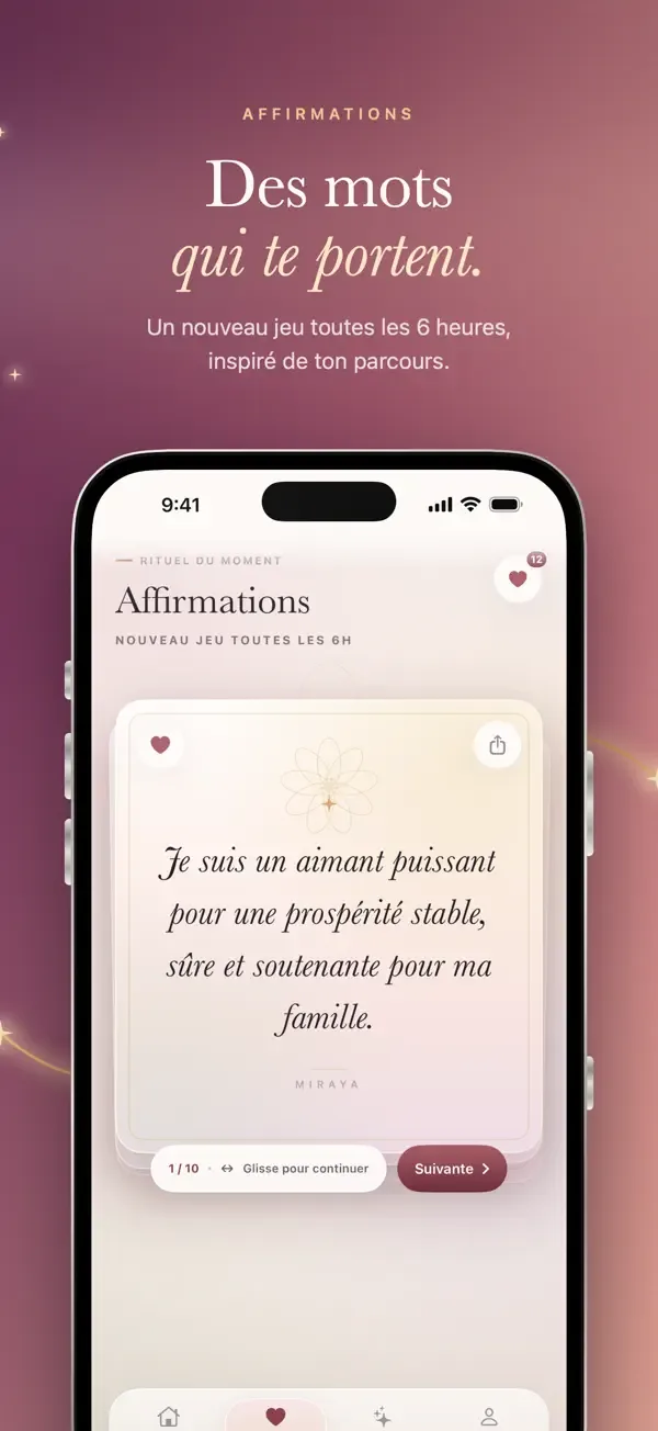 Miraya affirmations screen