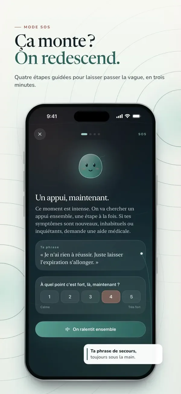 Respire SOS mode screen