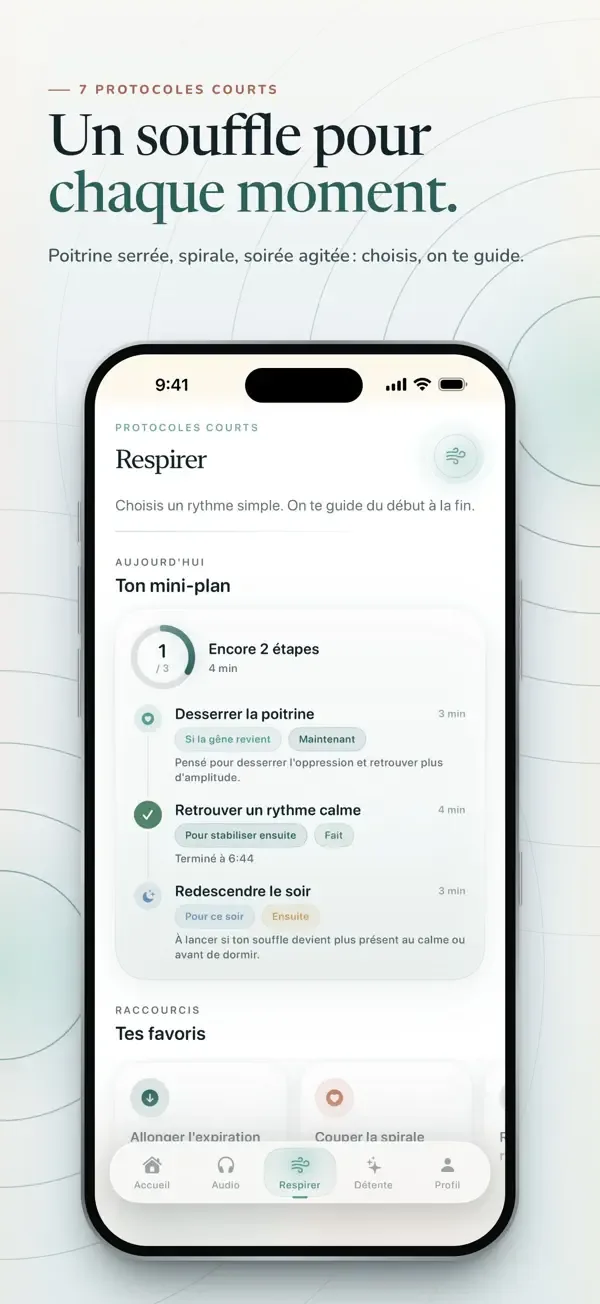 Respire personalised mini-plan screen