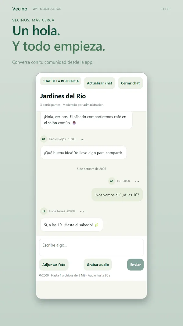 Vecino community chat screen