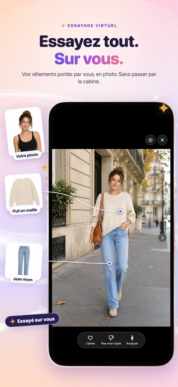 Vestly virtual try-on screen